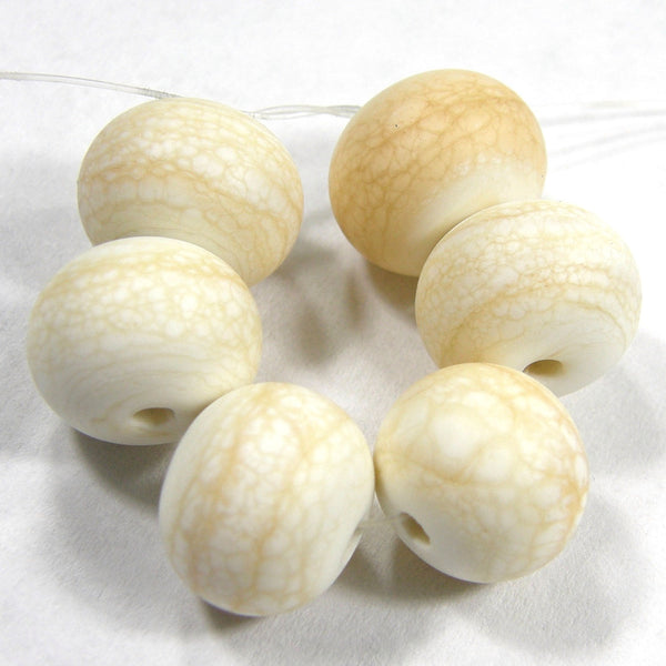 Handmade Lampwork Glass Beads, Ivory Etched Matte 276e