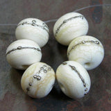 Handmade Lampwork Glass Beads, Ivory Silver Etched Matte 276efs