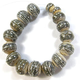 Handmade Lampwork Glass Beads, Organic Rustic Silvered Ivory Silver Shiny Glossy 276hvysigfs