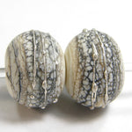 Handmade Lampwork Glass Beads, Silvered Ivory Silver Shiny Glossy 276sigfs