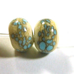 Handmade Lampwork Glass Frit Beads, Ivory Sky Blue Shiny