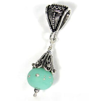 Kryptonite Mint Green Lampwork Pendant, Sterling Silver, Handmade Jewelry