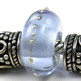 Handmade Large Hole Lampwork Beads, Glass Charm, Lavender Blue Shift Silver