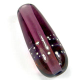 Handmade Lampwork Glass Focal Bead, Teardrop Medium Amethyst Purple Silver Shiny