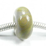 Handmade Large Hole Lampwork Beads, Glass Charm Beige Golden Swirl
