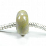 Handmade Large Hole Lampwork Beads, Glass Charm Beige Golden Swirl