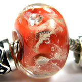 Handmade Large Hole Lampwork Beads, Cosmic Glass Charm Cubic Zirconias, Orange