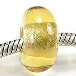 Handmade Large Hole Lampwork Beads, European Style Charm Pale Amber Shiny