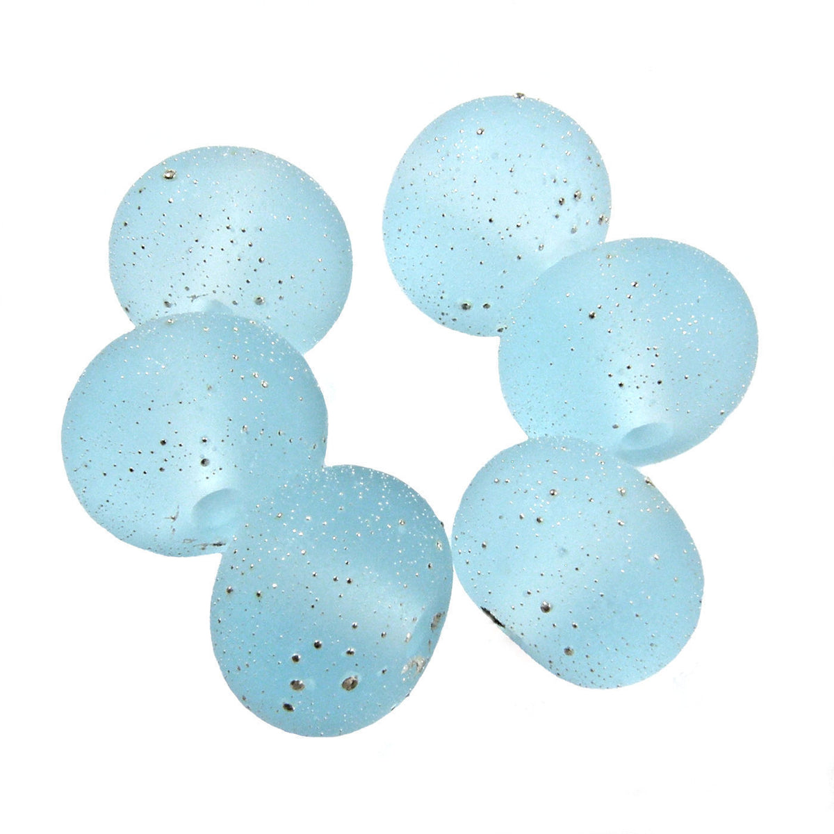 Handmade Lampwork Glass Beads 14mm – 10 Pieces, Purple Blue Flower Design, Round