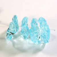 Handmade Lampwork Glass Bead Set, Pale Aqua Blue Wavy Beads Shiny