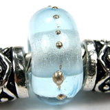 Handmade Large Hole Lampwork Beads, Bracelet Bead Charms, Aqua Blue Silver