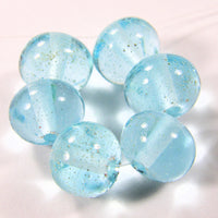 Handmade Lampwork Glass Beads, Pale Aqua Blue Starlight Sparkles Shiny