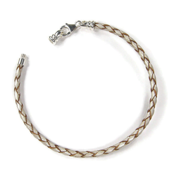 Sterling Silver Cloud End Cap 925 Silver Bracelet Leather Cord with Hook  Clasp
