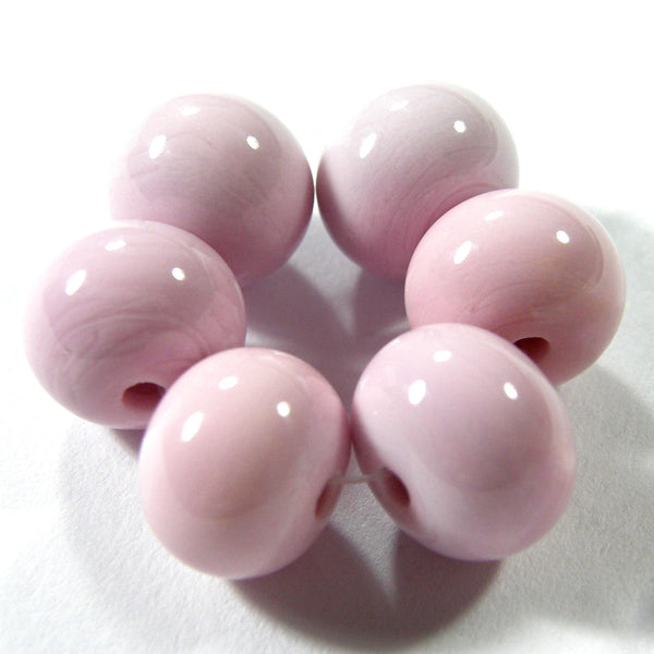 Handmade Lampwork Glass Beads, Light Pastel Pink Etched Matte 260e