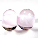 Handmade Lampwork Glass Beads, Rose Quartz Pink Shiny Glossy 067g