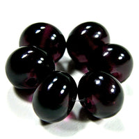 Handmade Lampwork Glass Beads, Dark Amethyst Purple Shiny Glossy 044g