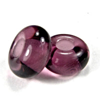 Handmade Large Hole Lampwork Beads, Glass Charm Light Amethyst Purple