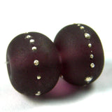 Handmade Lampwork Glass Beads, Medium Amethyst Purple Silver Etched 042efs