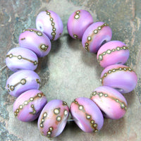 Handmade Lampwork Glass Beads, Premium Purple EDP Silver Etched Matte 254efs