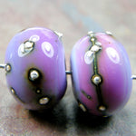 Handmade Lampwork Glass Beads, Premium Purple EDP Silver Shiny Glossy 254gfs