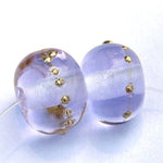 Handmade Lampwork Glass Beads, Purple Pale Lavender Blue Shift Silver Shiny 080gfs