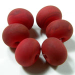 Handmade Lampwork Glass Beads, Medium Red Etched Matte 432e