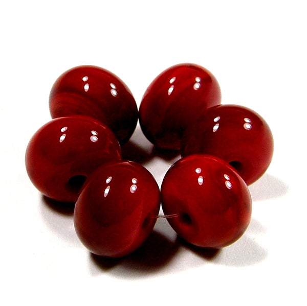 Handmade Lampwork Glass Beads, Medium Red Shiny Glossy 432g