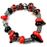 Example of bracelet filled with large hole beads and large hole heart beads