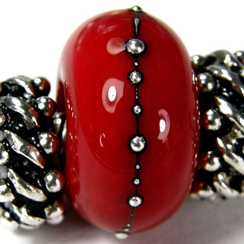 Handmade Large Hole Lampwork Beads, Handmade Glass Beads, Red Silver –  Covergirlbeads
