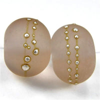 Handmade Lampwork Glass Beads, Rosata Pink Silver Etched Matte 083efs