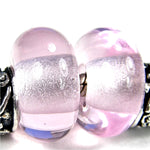 Handmade Large Hole Lampwork Beads, Glass Charms, Rose Quartz Pink Shiny
