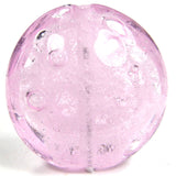 Handmade Lampwork Glass Focal Bead, Extra Large Lentil Rose Quartz Pink Bubbles
