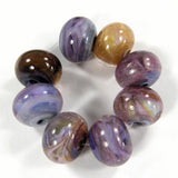 Handmade Lampwork Glass Encased Beads, Rustic Faded Glory Purple Swirl