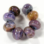 Handmade Lampwork Glass Encased Beads, Rustic Faded Glory Purple Swirl