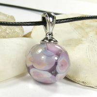 Moons Over Lavender Lampwork Pendant Necklace Galaxy Globe Sphere 20017