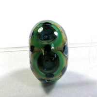 Handmade Lampwork Glass Beads, Violet Blue Green Dots Metallic Shiny