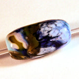 Handmade Lampwork Glass Bead, Sky Blue Cobalt Raku Swirl Shiny