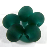 Handmade Lampwork Glass Beads, Dark Teal Green Etched Matte 027e