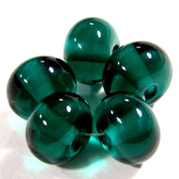 Handmade Lampwork Glass Beads, Dark Teal Green Shiny Glossy 027g
