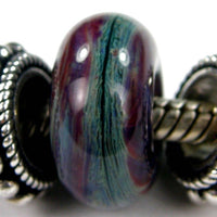 Handmade Large Hole Lampwork Beads, Artisan Glass Charm, Terranova Teal Purple
