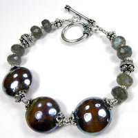 Powerful Triton Lampwork Bracelet, Sterling Silver, Artisan Handmade Jewelry