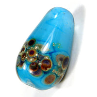 Handmade Lampwork Focal Beads, Dk Sky Blue Raku Silver Encased