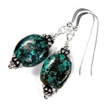 Genuine Turquoise Dangle Earrings, Sterling Silver, Artisan Handmade Jewelry