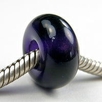 Handmade Large Hole Lampwork Beads, Euro Style Charm Transparent Violet Purple