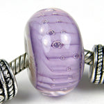 Handmade Large Hole Lampwork Beads, Euro Style Charm Violet Ripples