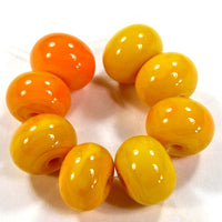 Handmade Lampwork Glass Beads, Medium Lemon Yellow Shiny Glossy 408g