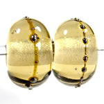 Handmade Lampwork Glass Beads, Straw Yellow Silver Shiny Glossy 049gfs