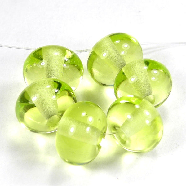 Handmade Lampwork Glass Beads, Uranium Yellow Shiny Glossy 070g